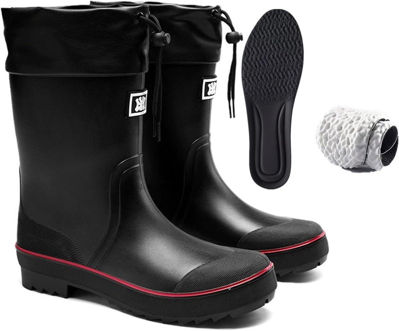 E KAINI Mens Rain Boots Water boots Waterproof PVC Rubber Boots Outdoor Mud Boots,Comfort Lightweight Mid-Calf Gardening Fishing Shoes for Yard Farm Work - Image 1